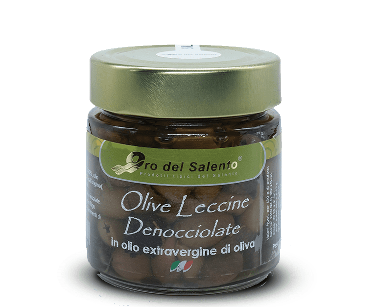 Entsteinte Leccine-Oliven im Glas 230 g Olive Leccine Denoccilate in vaso di vetro 1