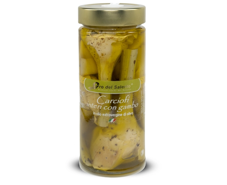 carciofi interi con gambo in olio extravergine carciofi interi con gambo in olio extravergine